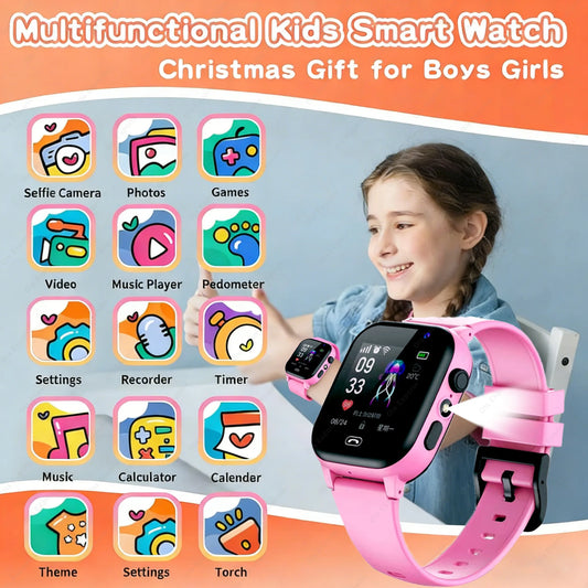 Children's Smartwatch Boy and girl HD Call LED Flashlight SOS LBS Location Waterproof GPS Alarm Clock Step Count Smart WatchHT30 Peaceful Pleasures Health and Wellness