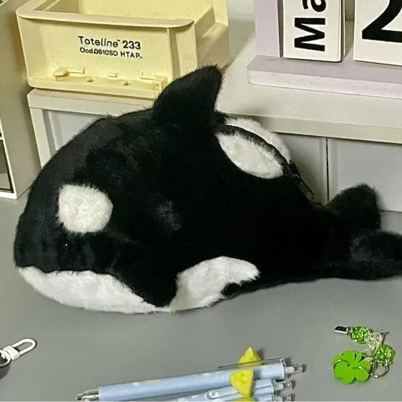 Dolphin Plush Pencil Case – Large Capacity Stationery Bag