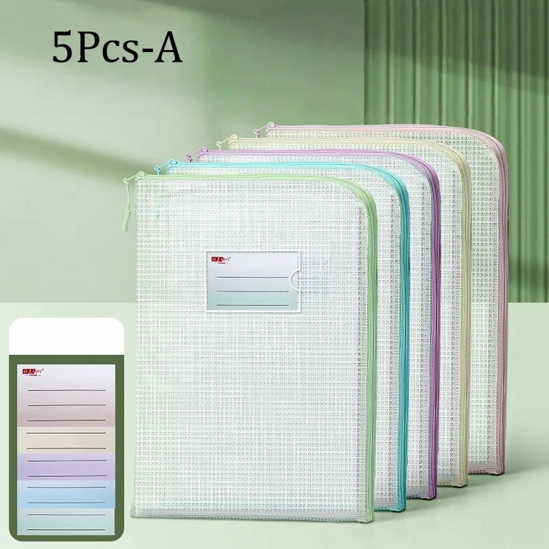 A4 Mesh Zipper Pouches 5-Pack | Organization Storage Bags