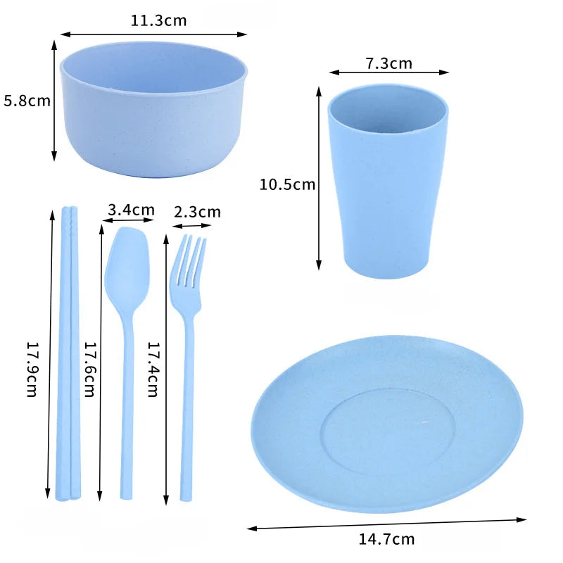 6-Piece Wheat Straw Dinnerware Set – Unbreakable Camping Dishes