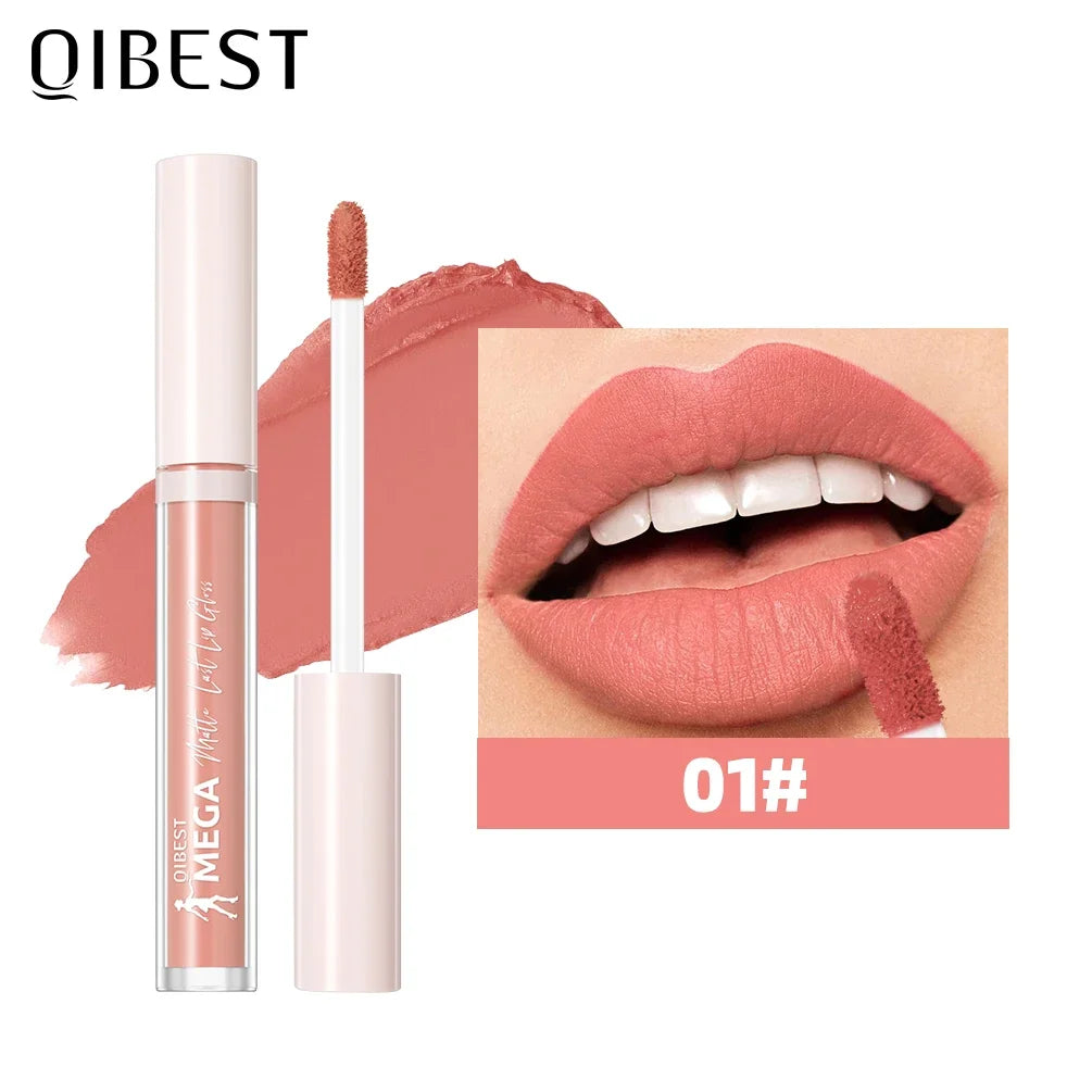 QIBEST 24 Colors Nude Matte Lip Gloss Waterproof Long-lasting Liquid Lipstick Purple Lip Stain Tint Makeup Lip Glaze Cosmetics Peaceful Pleasures Health and Wellness 01