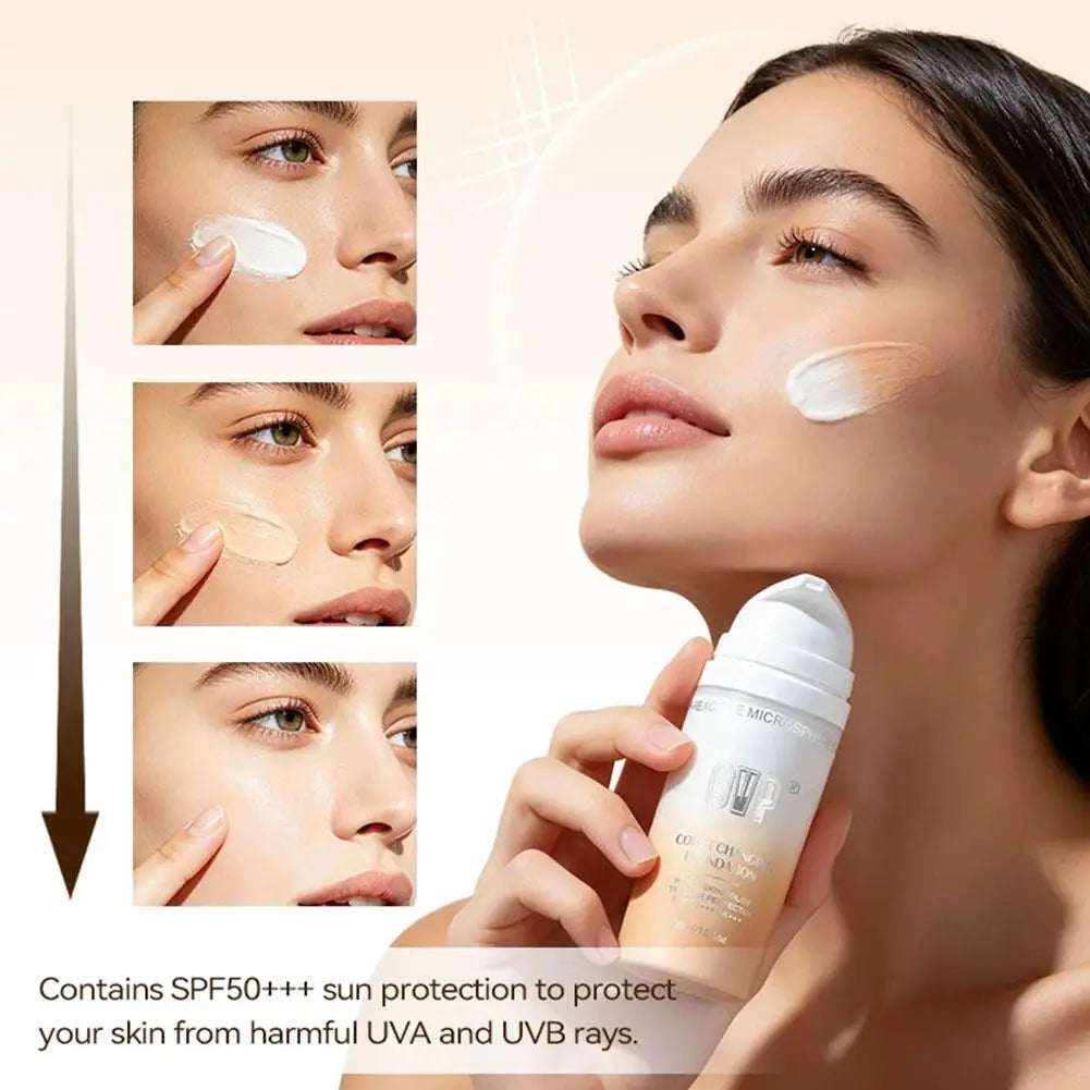 Color-Changing Sunscreen Foundation, Skin Tone Matching, All-Day Long-Lasting Wear, Perfect Base Foundation Makeup Peaceful Pleasures Health and Wellness