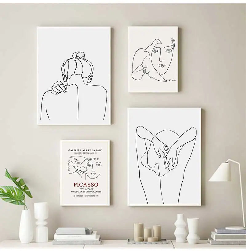 Nordic Black & White 3-Panel Canvas Wall Art | Living Room Print