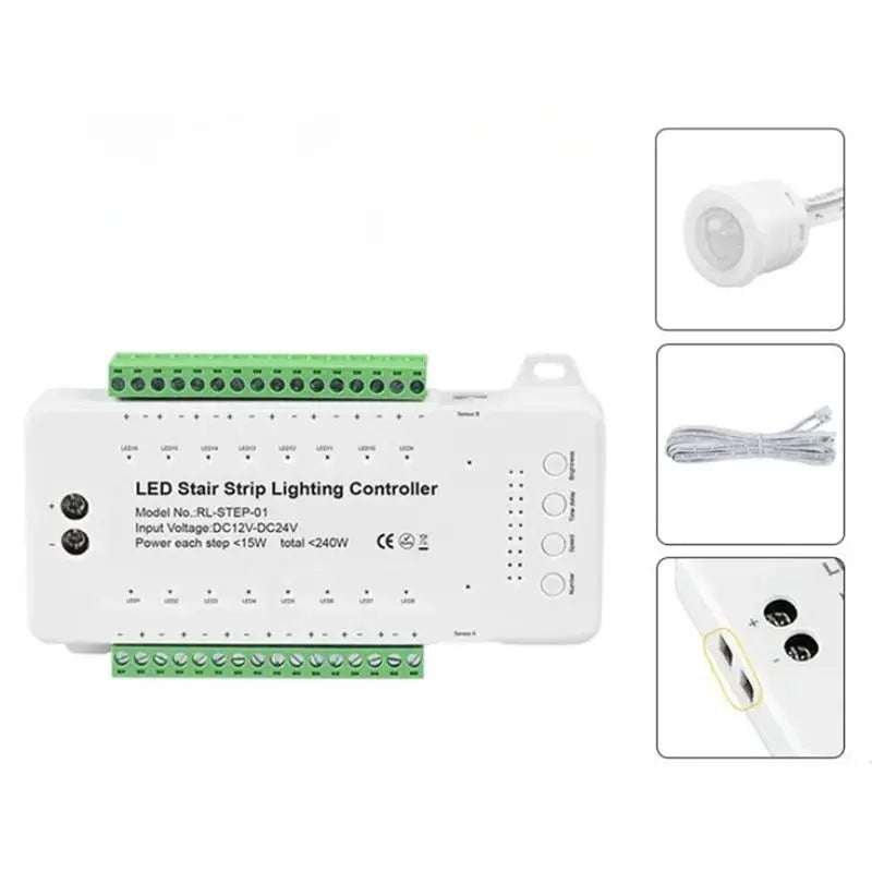 A36T-16 Channels Led Stair Light Staircase Controller 2 PIR For Indoor Flexible LED COB Strip Light Peaceful Pleasures Health and Wellness