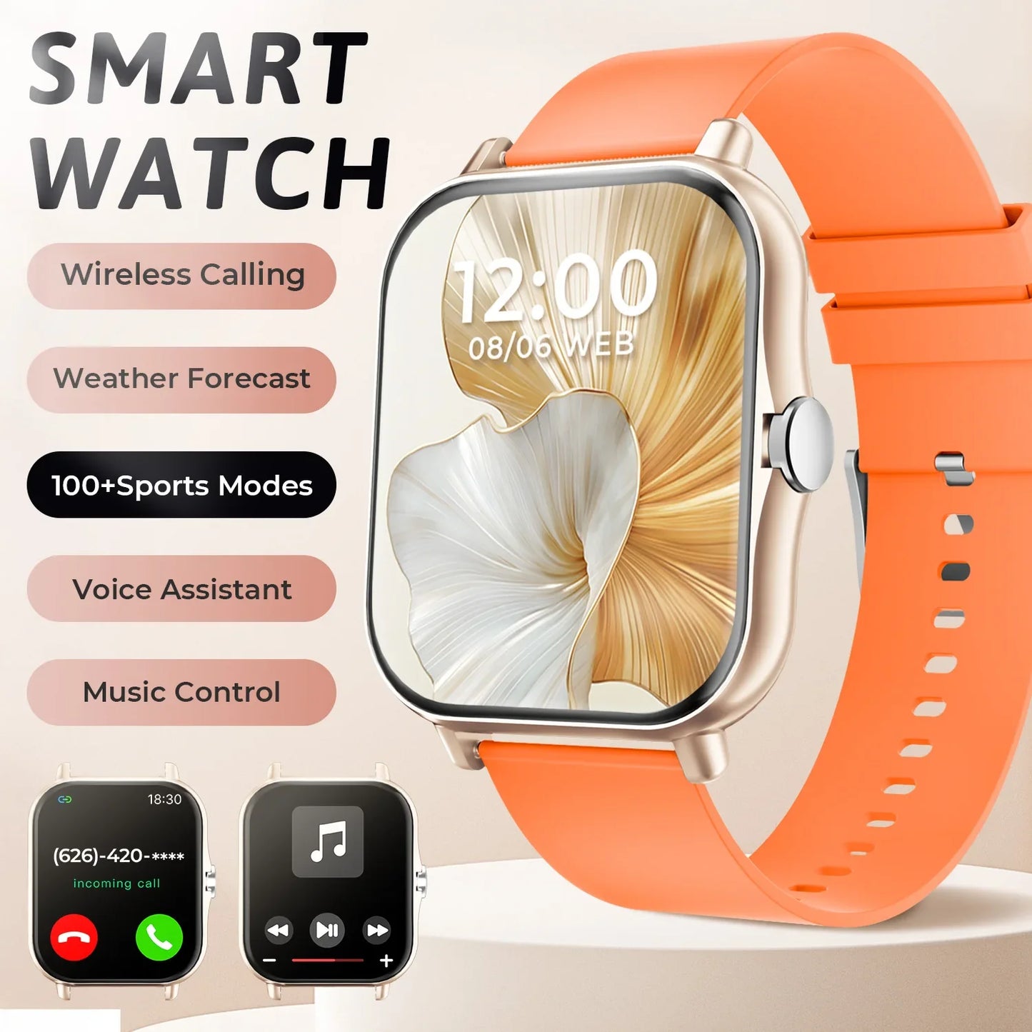 SIMSONLAB Smartwatch – Bluetooth Call & Fitness Tracker Watch
