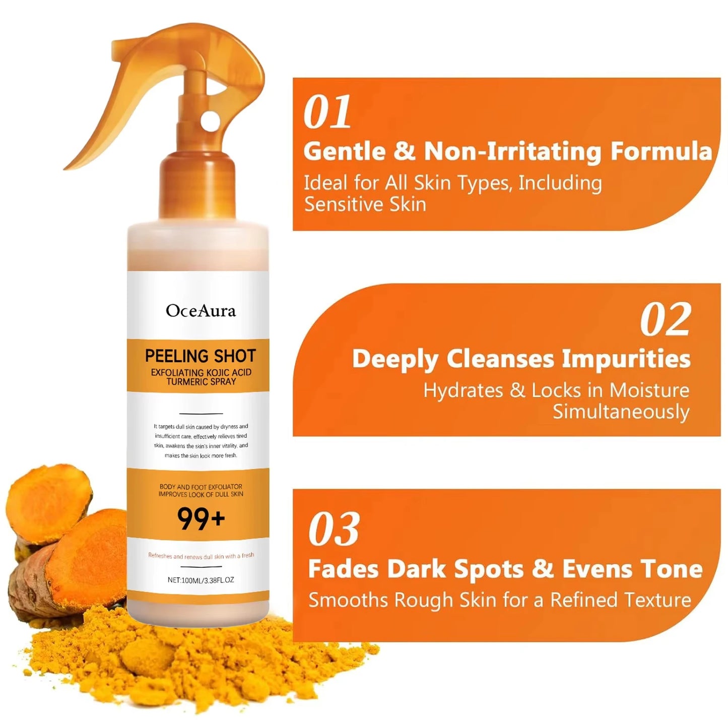 Kojic Acid Turmeric Exfoliating Body Spray – Brighten & Smooth