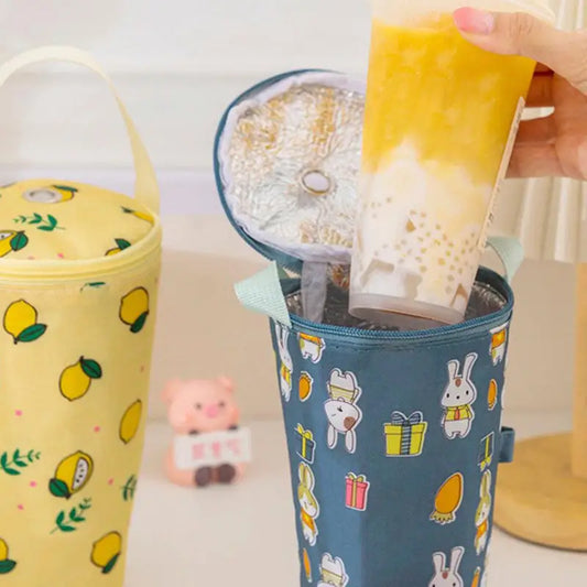 Milk Tea Cup Holder Insulated Portable Handheld Carrier for Office Student Carrying Fresh Keeping Cup Bag Cover Peaceful Pleasures Health and Wellness