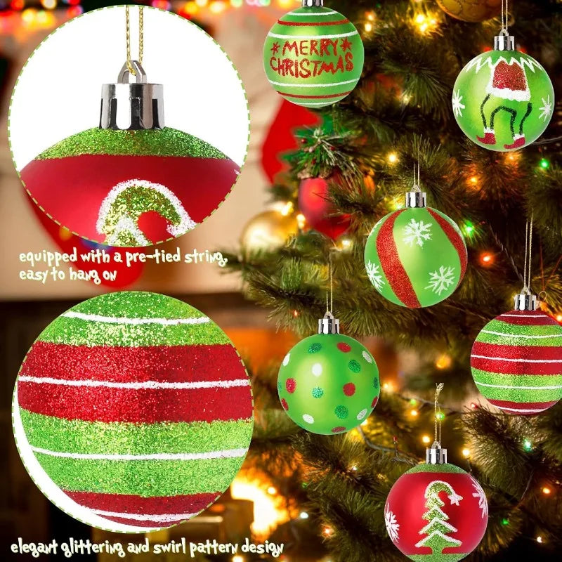 Pack of 12 Christmas Decorations Hand-painted Electroplated Plastic Christmas Ball Christmas Tree Pendant Holiday Decorations Peaceful Pleasures Health and Wellness