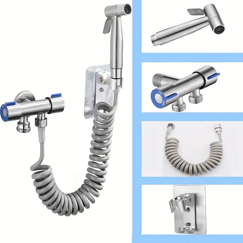 304 Stainless Steel Dual-Function Bidet Sprayer & Angle Valve Kit