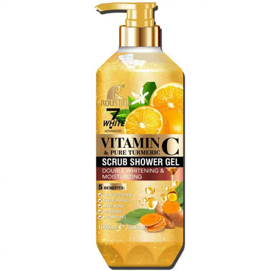 ROUSHUN VITAMIN C PURE TURMERIC SCRUB SHOWER GEL 1000ML Moisturizing and Moisturizing Skin Fragrance Preserving Large Capacity Peaceful Pleasures Health and Wellness
