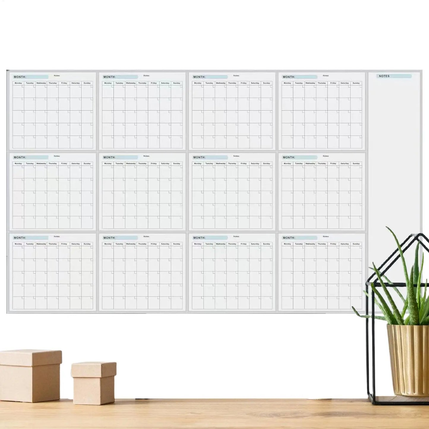 Large Erasable Wall Calendar – Reusable 12-Month Yearly Planner