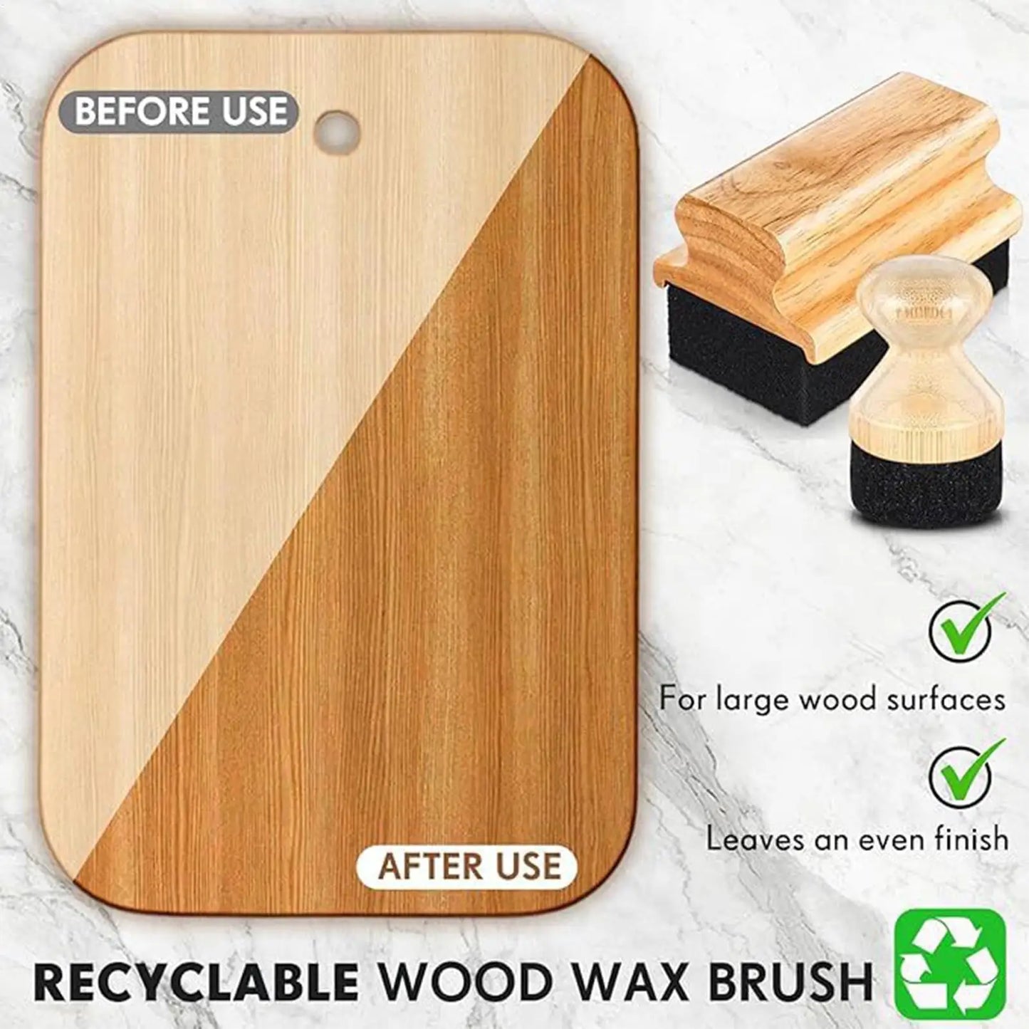 Mineral Oil Applicator Scrub Brush for Cutting Boards & Butcher Block Wood Care Applicator Brush Peaceful Pleasures Health and Wellness