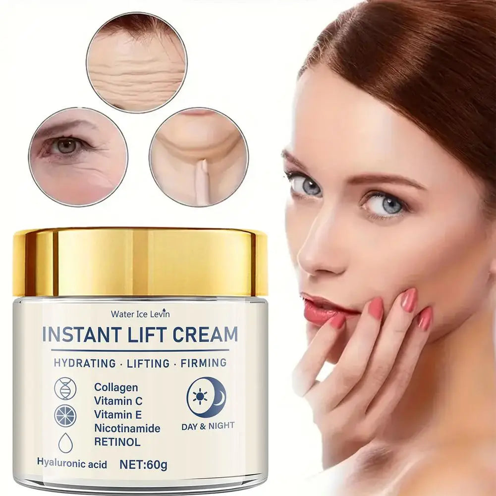 60g Instant Lift Face Cream Firming Skin Tightening Anti Wrinkle Collagen Hyaluronic Acid Hydrating Nourishing Facial Moisturize Peaceful Pleasures Health and Wellness