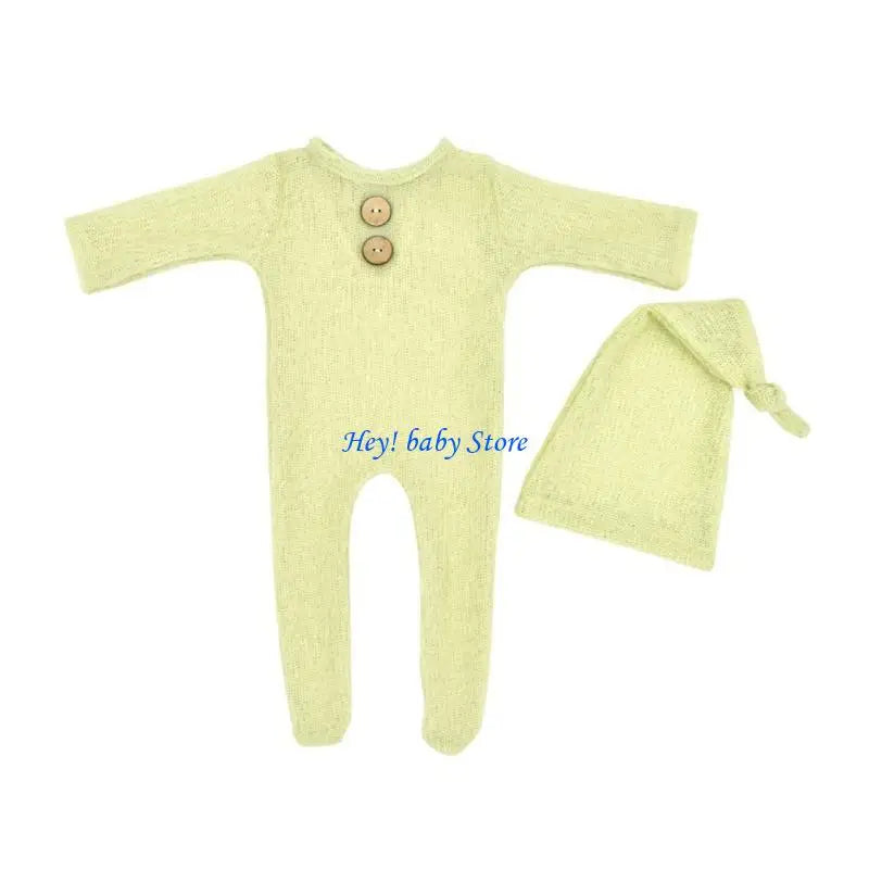 Newborn Photography Props – Knit Romper & Hat Set Boy Girl