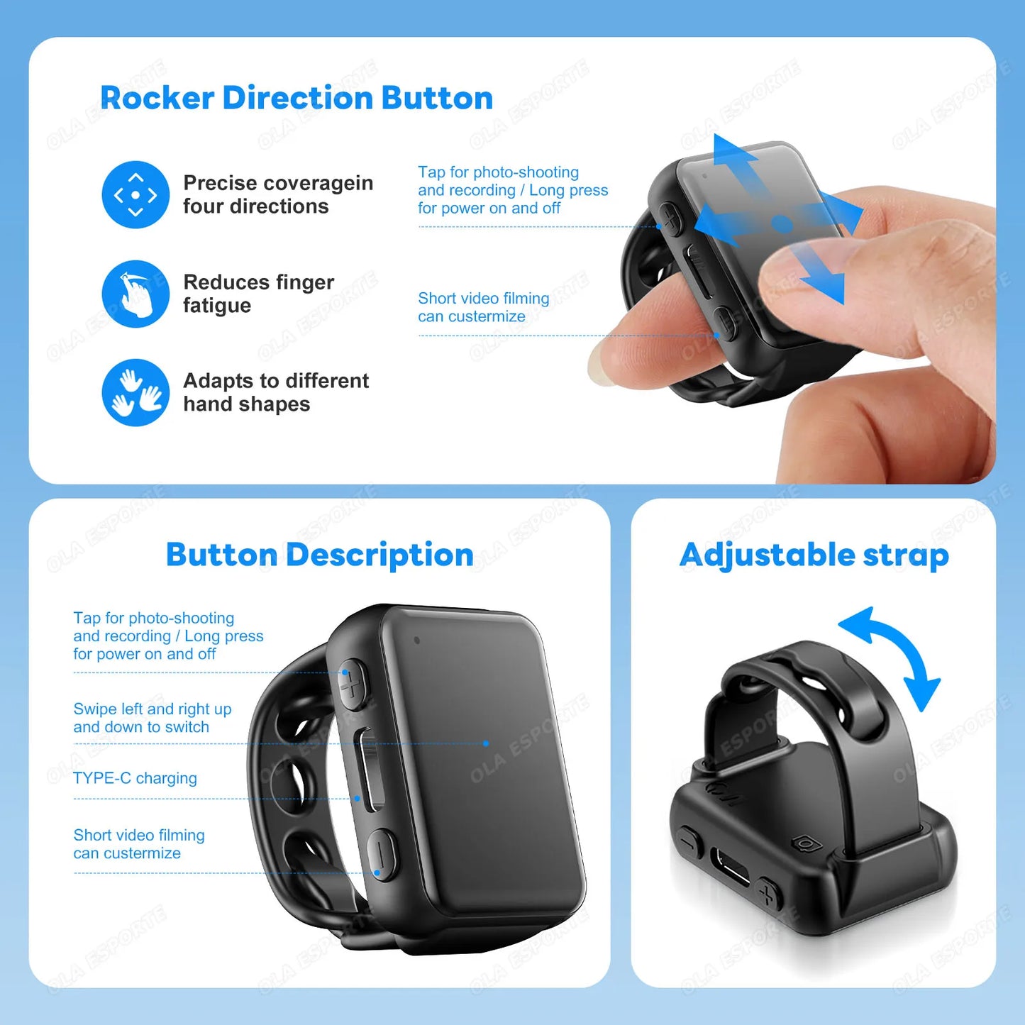 Bluetooth Fingertip Ring Remote – Scroll, Selfie & Page Turner