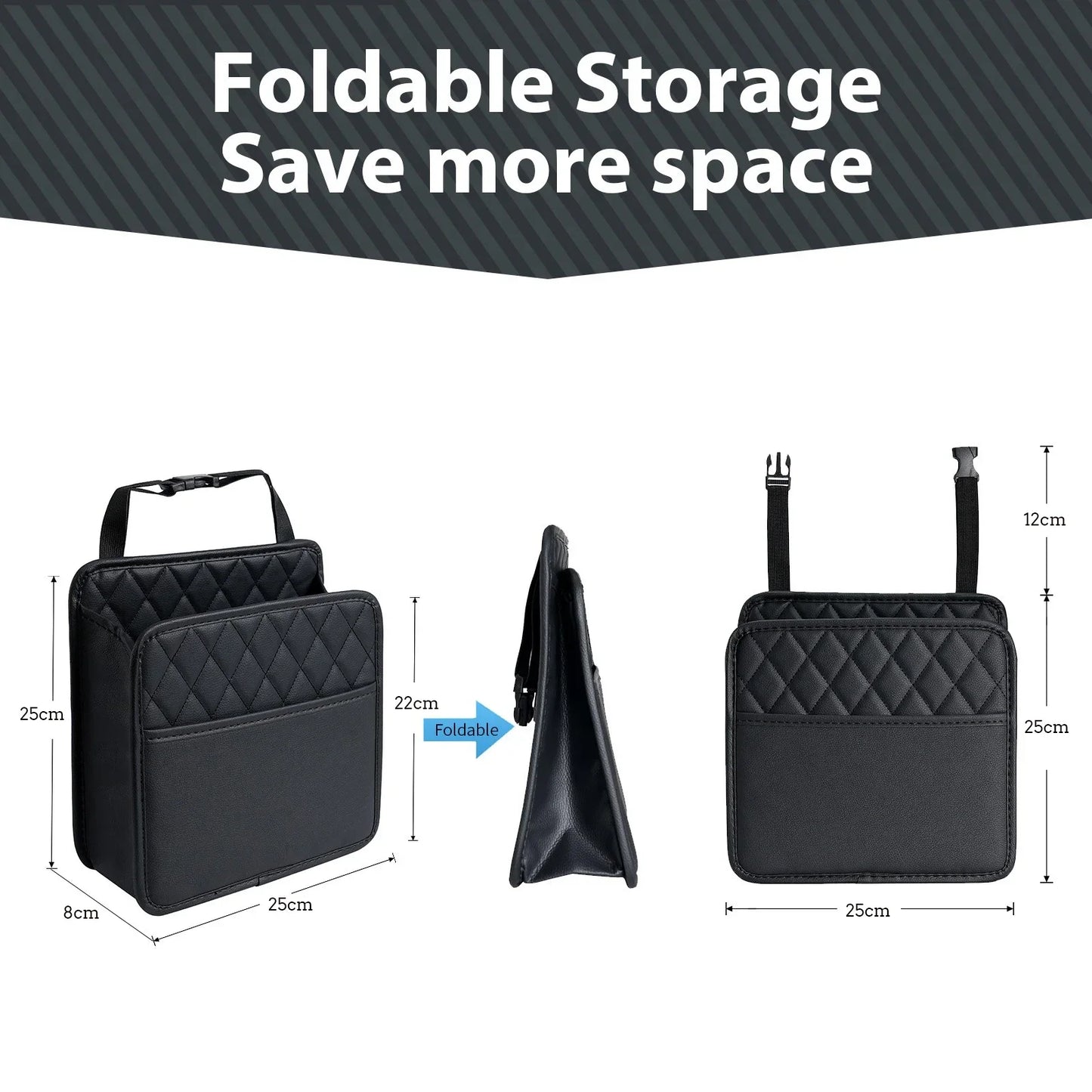 Multi-functional car seat back storage bag Leather storage bag Garbage bag Storage bag Garbage can storage for most models Peaceful Pleasures Health and Wellness