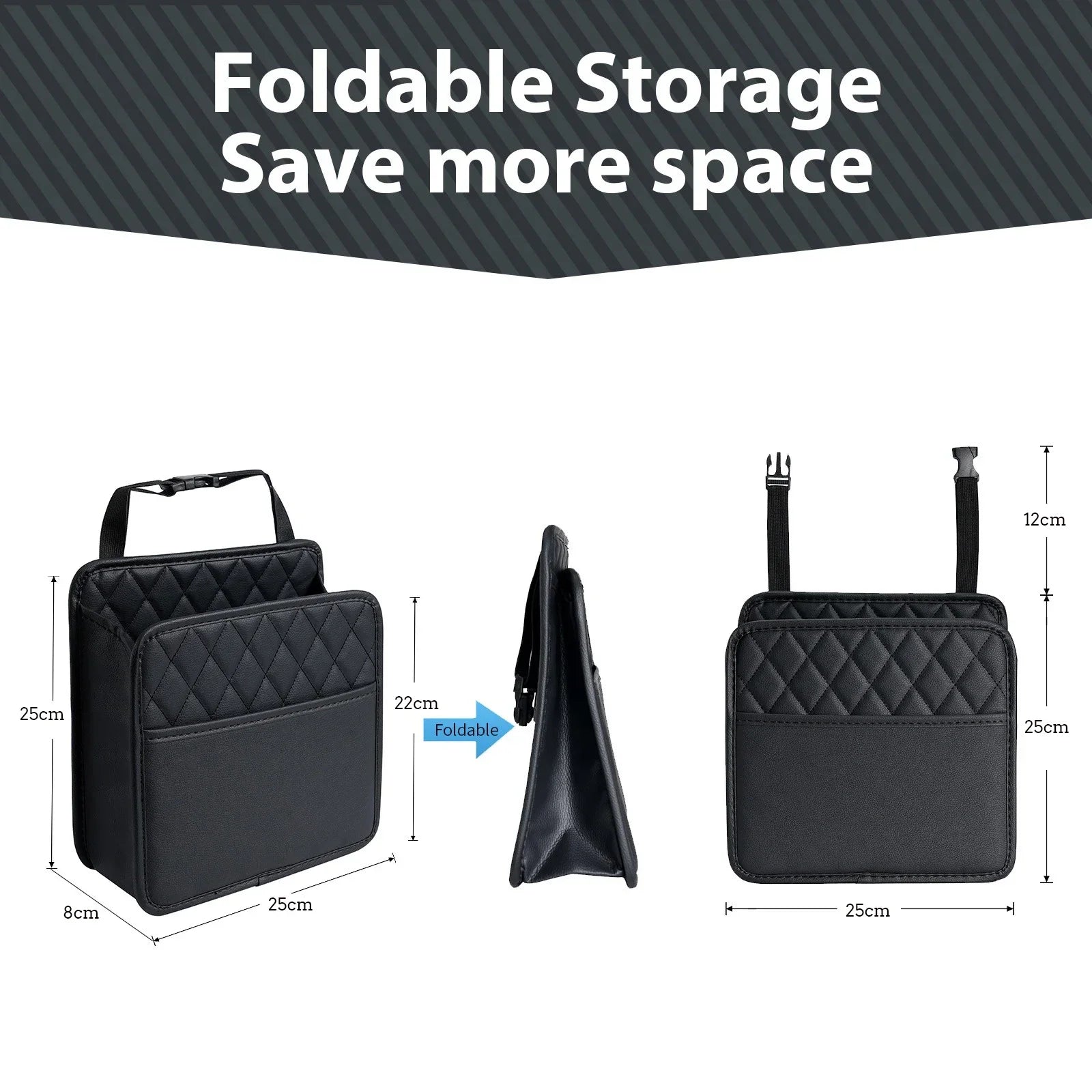 Multi-functional car seat back storage bag Leather storage bag Garbage bag Storage bag Garbage can storage for most models Peaceful Pleasures Health and Wellness