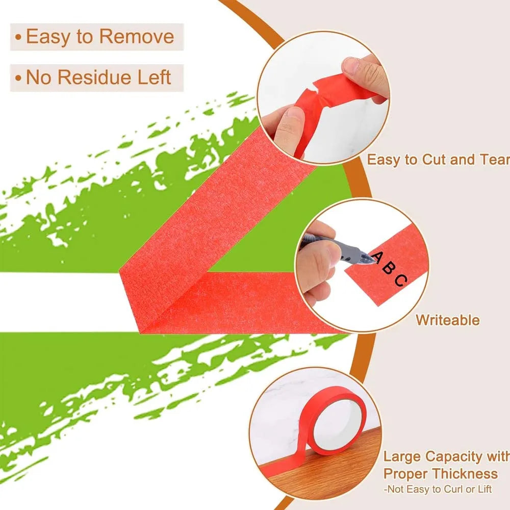 Red Masking Tape 3/6 Pack – Painters Bulk Craft Tape 8mm