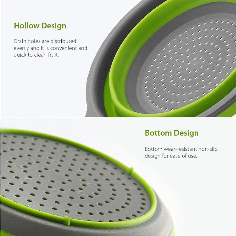 LMETJMA Silicone Collapsible Colander – Folding Kitchen Strainer