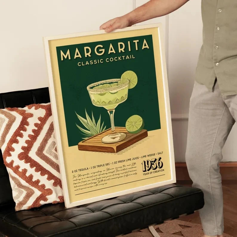 Modern Margarita Cocktail Canvas Wall Art Print | Bar Décor