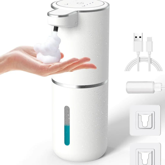 Automatic Touchless Foaming Soap Dispenser 380ml 4 Level Adjustable USB Rechargeable Electric Wall Mounted for Bathroom Kitchen Peaceful Pleasures Health and Wellness