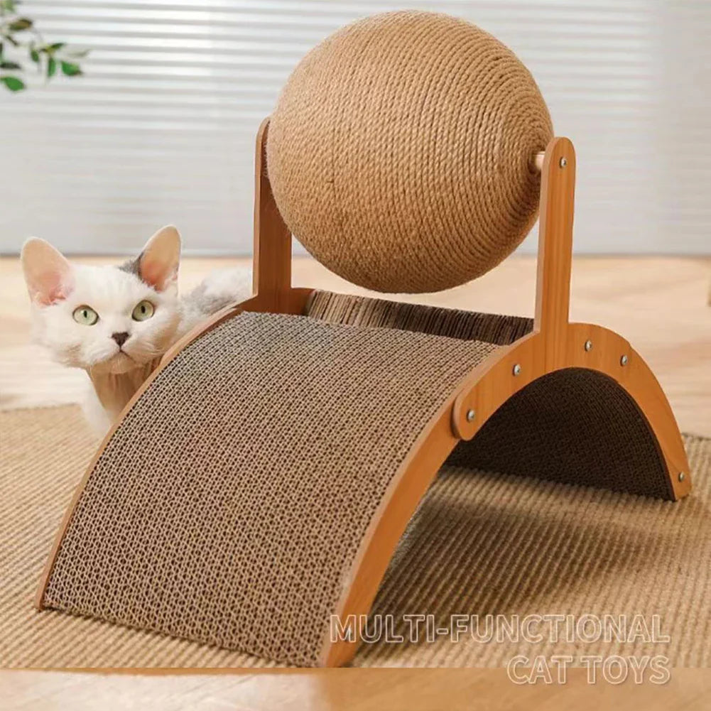 Cat Scratching Ball on Stand | 360° Rotating Sisal Toy