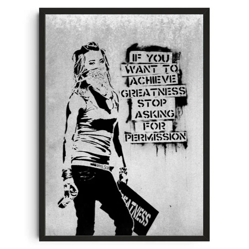 Graffiti Banksy Art Poster Banksy Image Series Printed Canvas Art Mural Used for Home Wall and Living Room Decoration, Framel Peaceful Pleasures Health and Wellness