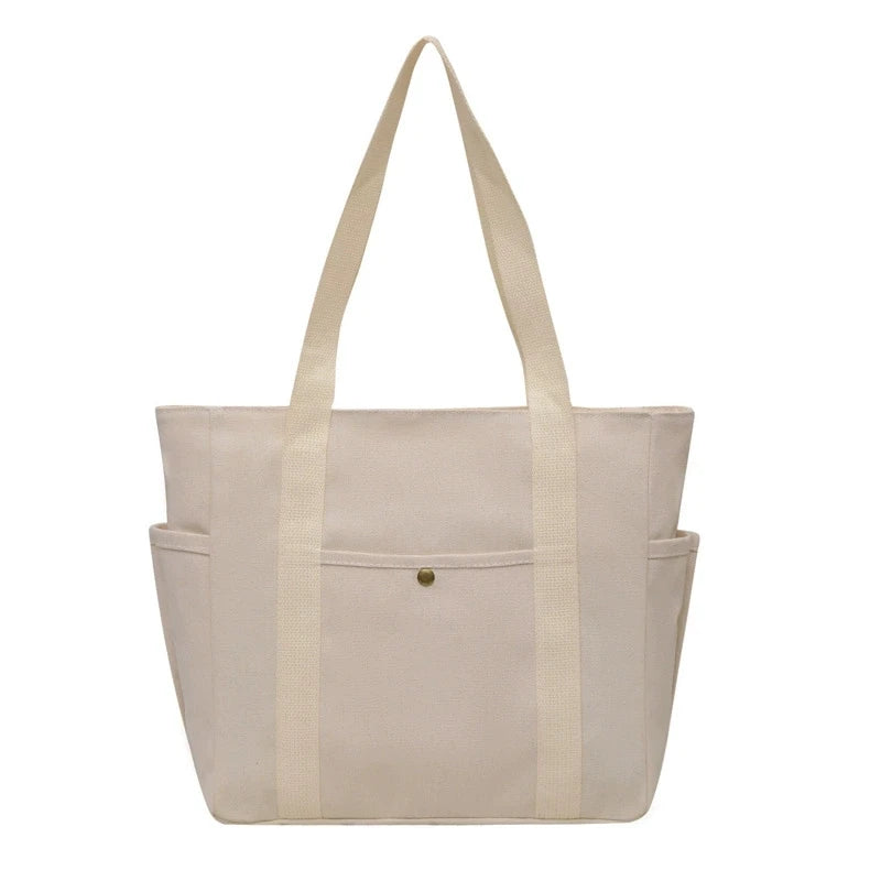 Large Canvas Tote Bag for Women – Work, School & Commute Canvas Tote Bag Peaceful Pleasures Health and Wellness WHITE