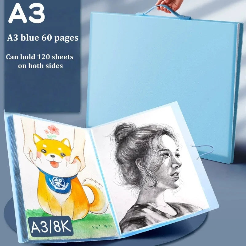 A3 Diamond Painting Storage Book | 30 & 60 Page Clear Folder Art Portfolio Folder Peaceful Pleasures Health and Wellness A3-60Pages Blue