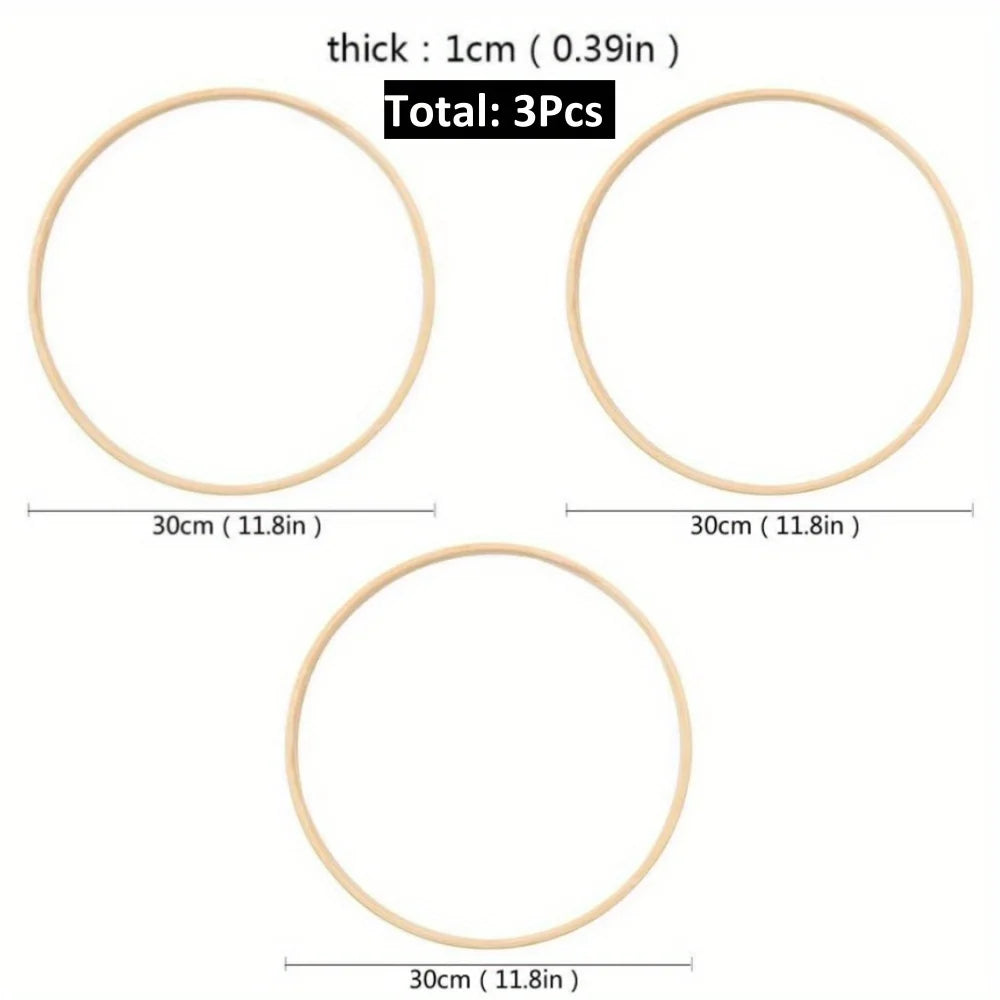 Wreath Rings, 3Pack 4Sizes (6 8 10 12lnch) Wooden Bamboo Floral Hoop Wreath Macrame Craft Hoop Rings for DlY Christmas Wedding Peaceful Pleasures Health and Wellness 11.8in
