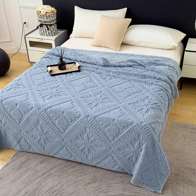 Europe Floral Lightweight Bed Blanket Soft Throw Blanket Super Premium Flannel Fleece Blanket All Season Use Peaceful Pleasures Health and Wellness Blanket Blue 200 X 230CM