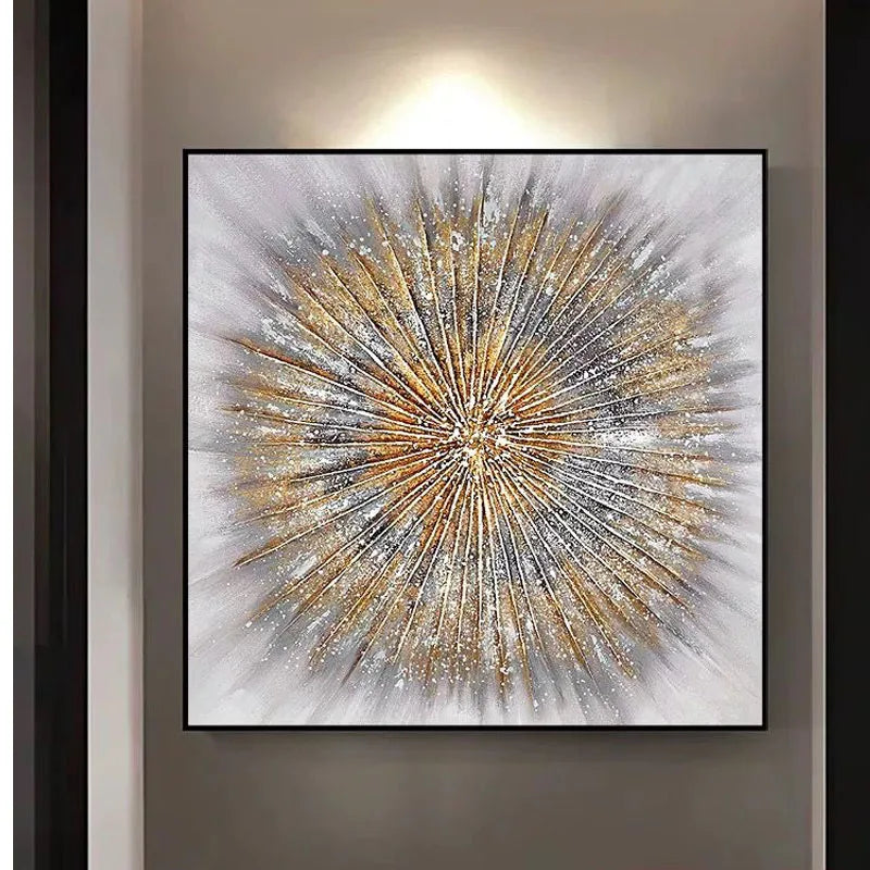 Pure Hand Drawn Oil Painting, Trendy Gold Line Texture, Living Room, Dining Room, Corridor, Sofa Background, Decoration Painting Peaceful Pleasures Health and Wellness
