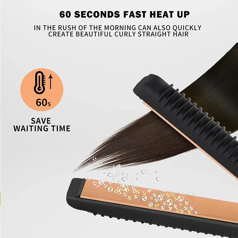Short Hair Narrow Flat Iron 2 in 1 Hair Straightener And Curler Portable Tourmaline Ceramic Straightening Flat Iron Styling Tool Peaceful Pleasures Health and Wellness