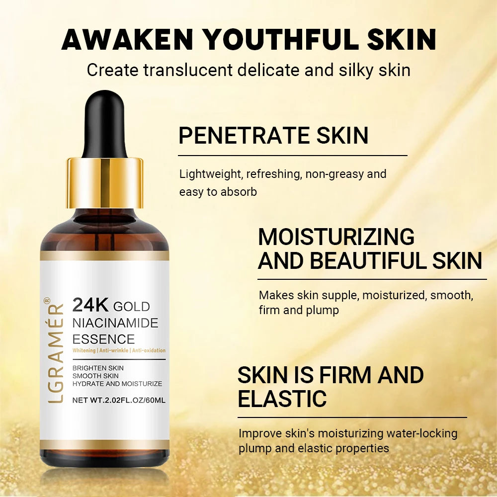 24K Gold & Niacinamide Anti-Aging Facial Essence Peaceful Pleasures Health and Wellness