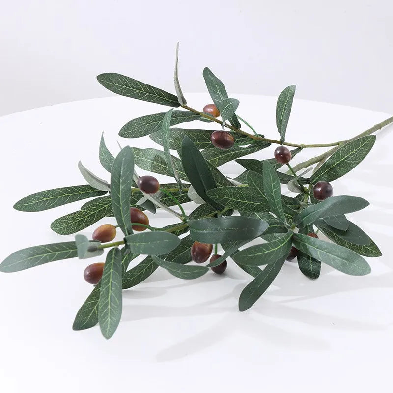 Artificial Olive Branch Fake Plant | Wedding & Home Decor Artificial Plant Branch Peaceful Pleasures Health and Wellness Green 2 1pc