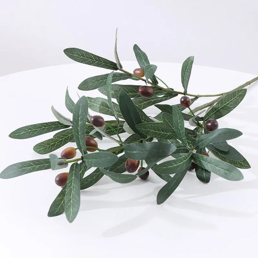 Artificial Olive Branch Fake Plant | Wedding & Home Decor Artificial Plant Branch Peaceful Pleasures Health and Wellness Green 2 1pc