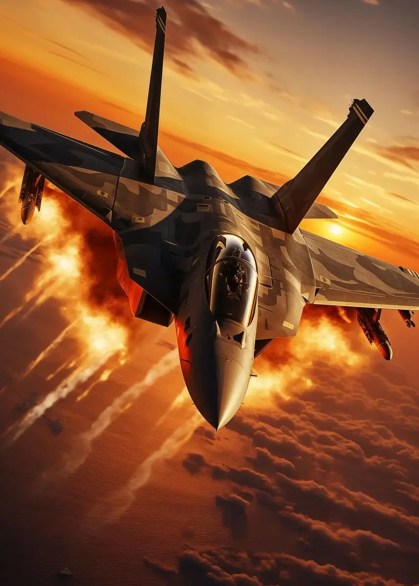 Military Fighter Jet Canvas Wall Art | Aviation Poster Decor