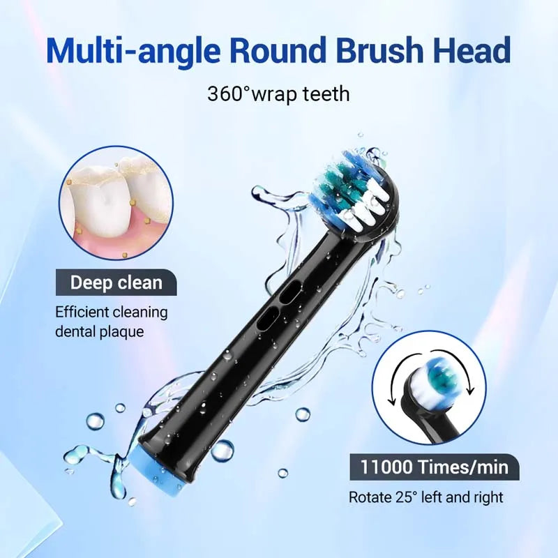 Waterproof Rechargeable Rotating Electric Toothbrush with 3 Cleaning Modes Oral B Round Head Rotating Design Travel Box Peaceful Pleasures Health and Wellness