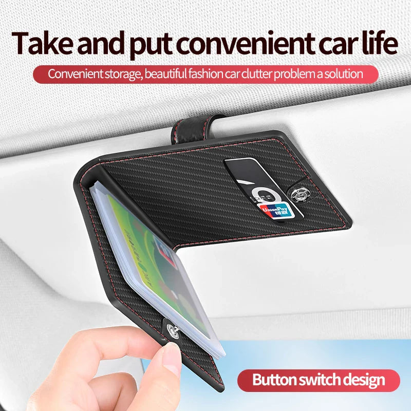 Car Sun Visor Card Holder – Leather Multi-Pocket Organizer