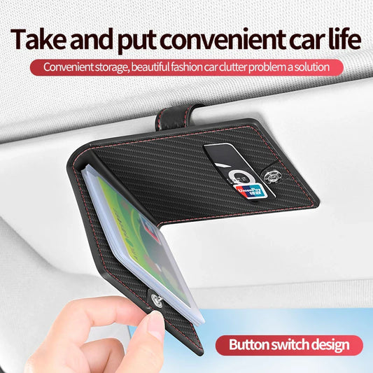 Car Sun Visor Card Holder – Leather Multi-Pocket Organizer Sun Visor Organizer Oasis Select