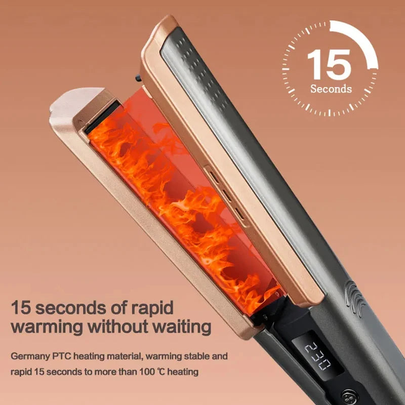Ceramic Electric Digital Display Hair Straightener Brush Flat Iron for Dry & Wet Use Household & Hotel Use Peaceful Pleasures Health and Wellness