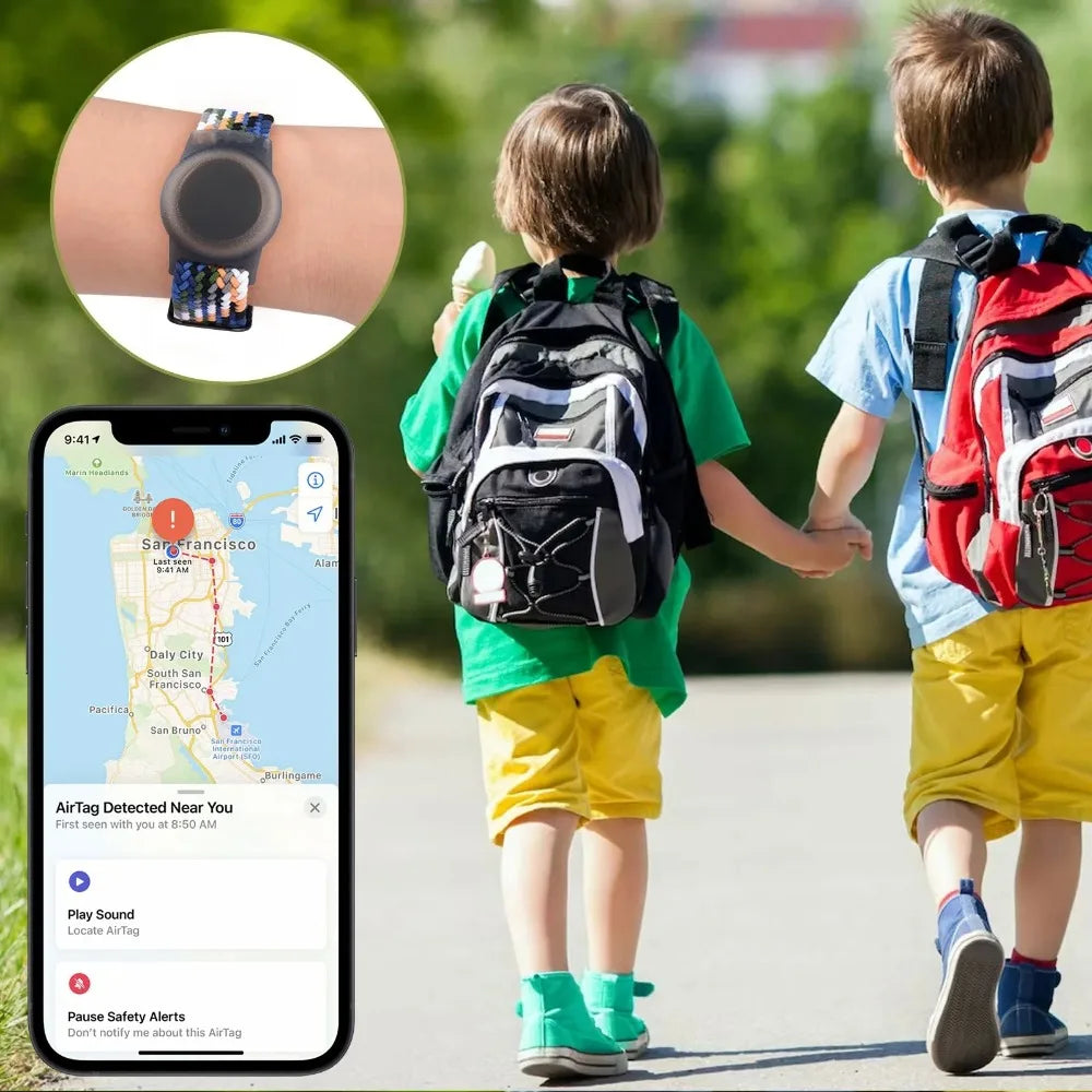 Nylon Braided AirTag Wristband – Kids GPS Tracker Bracelet