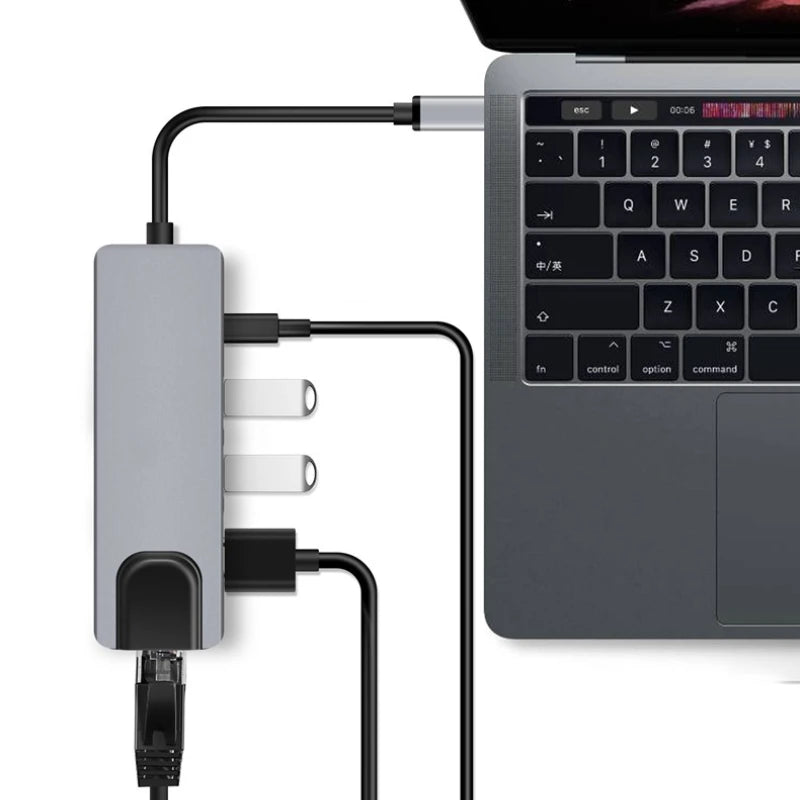 Type-C To 5Ports Docking Station HDMI 4K/RJ45 100M Splitter USB 3.0 5Gbps High Speed USB C 5 in 1 HUB Adapter For Laptop Macbook Peaceful Pleasures Health and Wellness