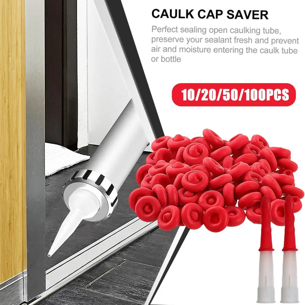 10pcs Caulking Gun Nozzles Cap Red Caulk Saving Caulk Saver Tube Covers for Sealing Preserving Finishing Construction Tools ﻿ Peaceful Pleasures Health and Wellness