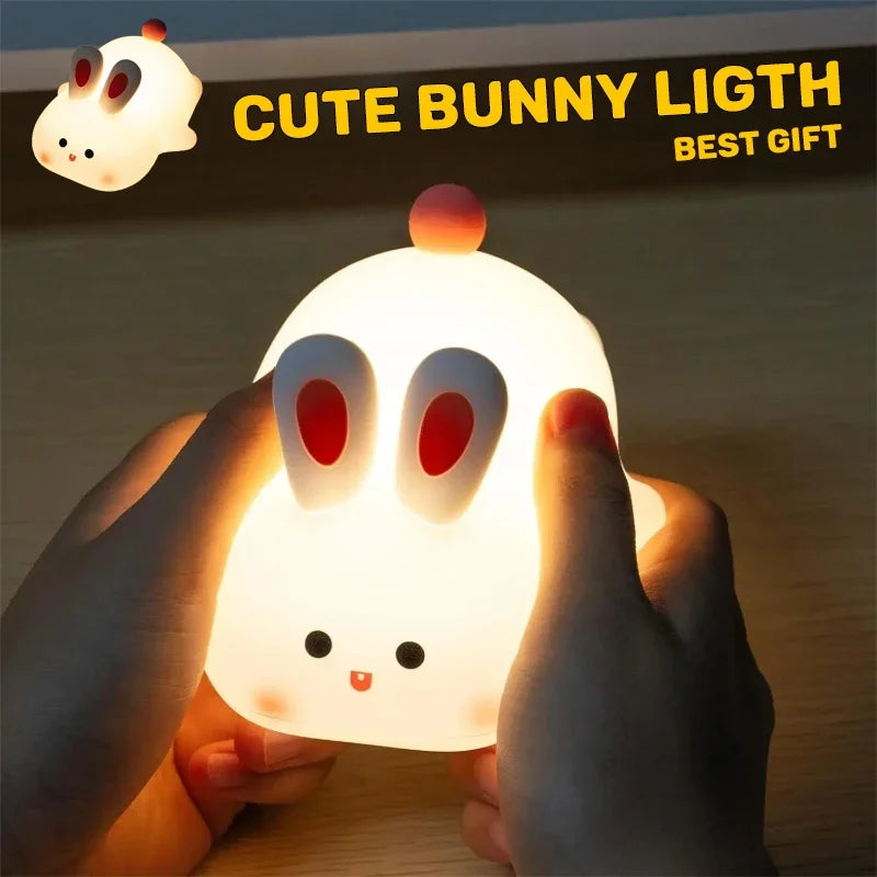Big Face Rabbit Silicone Lamp New Cute Cartoon Papa Rabbit Silicone Night Light USB Charging Ambient Light LED Timer Desk Lamp Peaceful Pleasures Health and Wellness