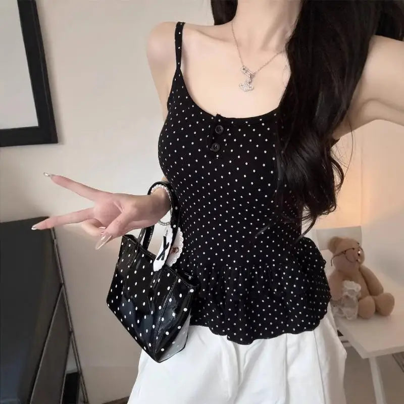 Women's Polka Dot Bandeau Cami Top | Slim Fit Summer