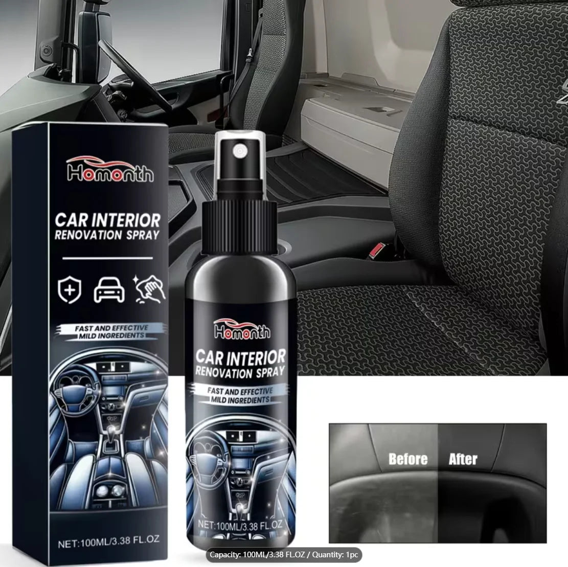 Car Interior Plastic & Leather Cleaner, Polish & Anti-Oxidation