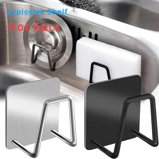 Stainless Steel Wall-Mounted Sponge Holder & Kitchen Rack Wall-Mounted Organizer Rack Peaceful Pleasures Health and Wellness
