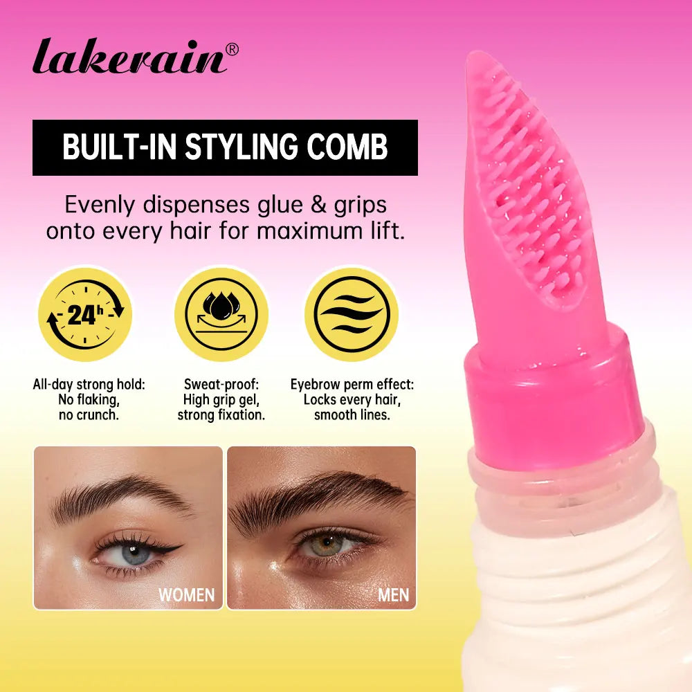 Clear Brow Lamination Gel with Styling Comb – Strong Hold