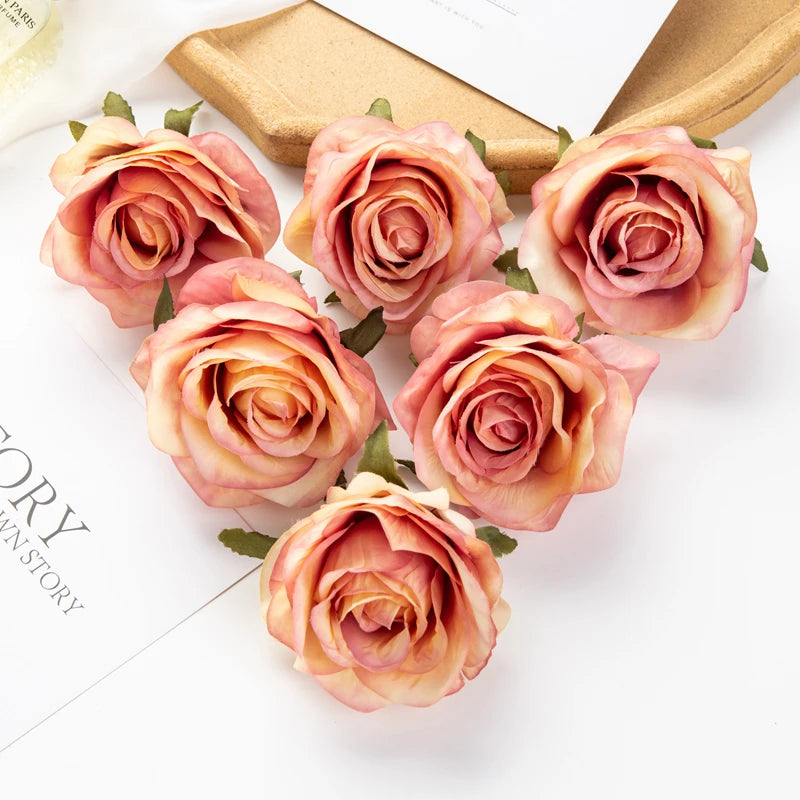 Artificial Silk Rose Heads 5/10pcs | Wedding & Home Decor